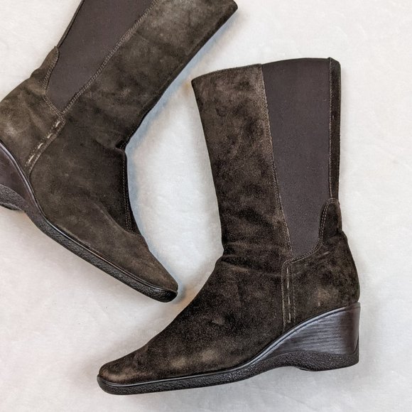 Aquatilia suede boots chocolate brown elastic calf - Picture 5 of 12